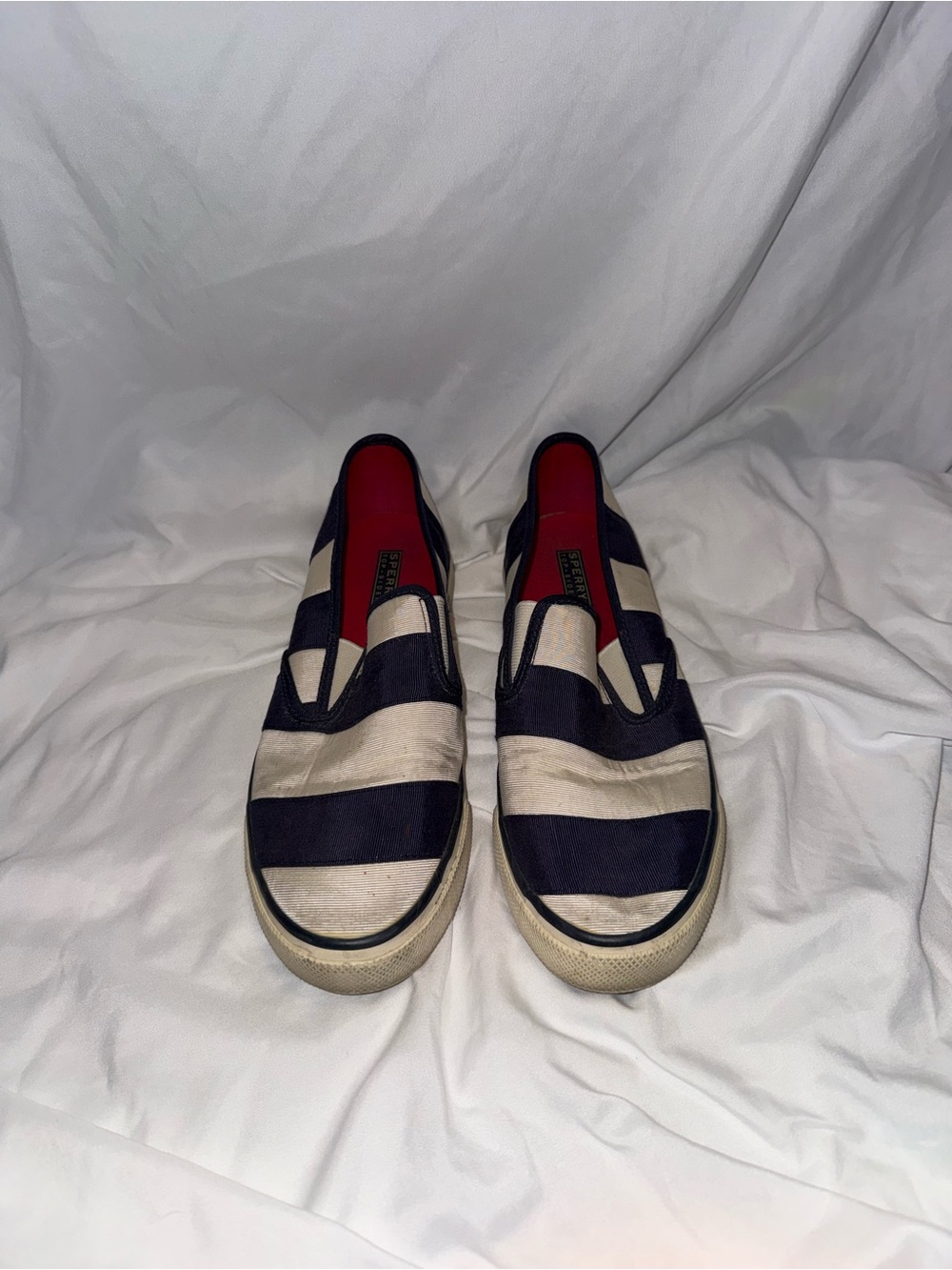 Sperry Top Sider Navy and White Stripe Womens Deck Shoe Sneakers Size 9.5